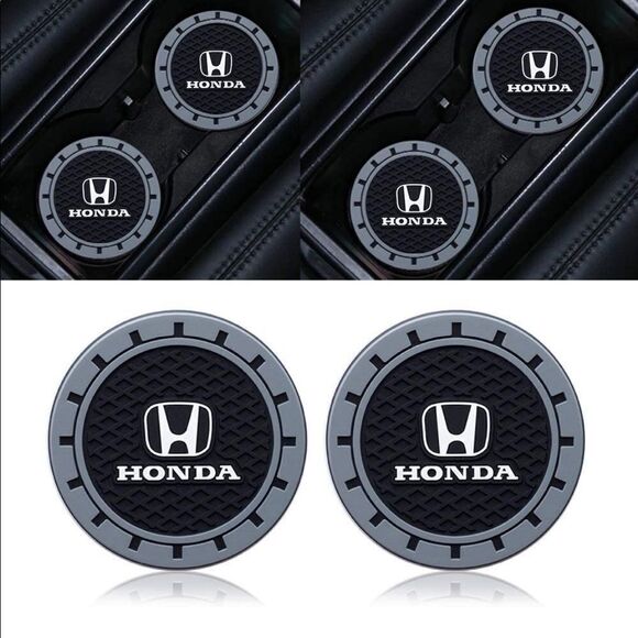 Honda car cup Coasters in black and gray. Set of 2 NWT - Picture 2 of 8